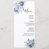 Dusty Blue Floral Wedding Menükarte (Vorderseite)
