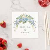 Dusty Blue Floral Wedding Napkin Cocktail Napkin Serviette (Beispiel)