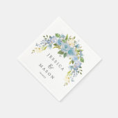 Dusty Blue Floral Wedding Napkin Cocktail Napkin Serviette (Ecke)