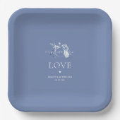 Dusty Blue Floral Wedding Paper Plates Pappteller (Vorderseite)