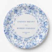 Dusty Blue Floral Wedding Paper Plates Pappteller (Vorderseite)
