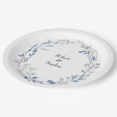 Dusty Blue Floral Wedding Pappteller (Schrägansicht)