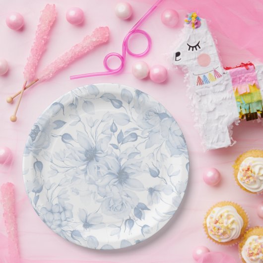 Dusty Blue Floral Wedding Pappteller (Party)