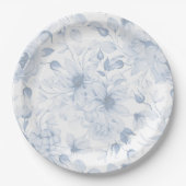 Dusty Blue Floral Wedding Pappteller (Vorderseite)