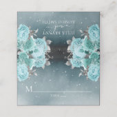 Dusty Blue Floral Wedding Platzkarte (Außenseite Aufgefaltet)