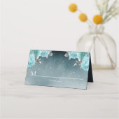 Dusty Blue Floral Wedding Platzkarte (Vorderseite)