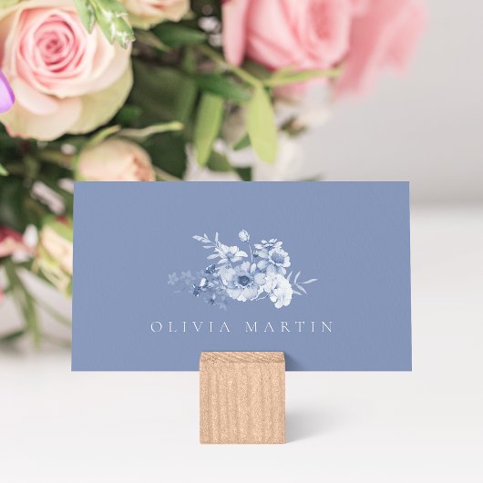 Dusty Blue Floral Wedding Platzkarte Begleitkarte