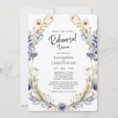 Dusty Blue Floral Wedding Probe Dinner Einladung (Vorderseite)