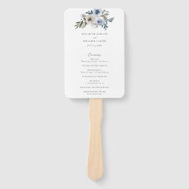 Dusty Blue Floral Wedding Program Ceremony Bridal Fächer