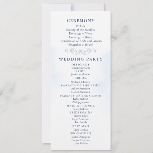Dusty Blue Floral Wedding Program Fan (Rückseite)