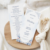 Dusty Blue Floral Wedding Program Fan