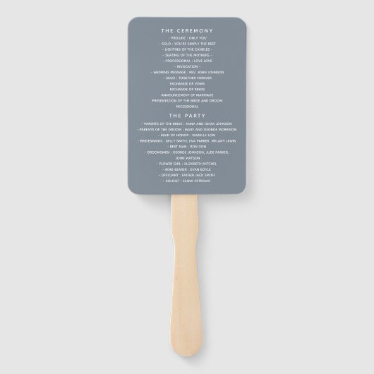 Dusty Blue Floral Wedding Program Fan Fächer (Rückseite)