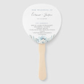 Dusty Blue Floral Wedding Program Hand Fans Fächer (Vorderseite)
