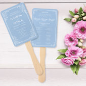 Dusty Blue Floral Wedding Program Set of Fans Fächer
