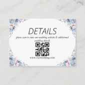 Dusty Blue Floral Wedding QR Code Begleitkarte (Vorderseite)
