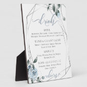 Dusty Blue Floral Wedding Reception Bar Menu 2 Fotoplatte (Seite)