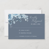Dusty Blue Floral Wedding Response Card RSVP Karte (Vorderseite)