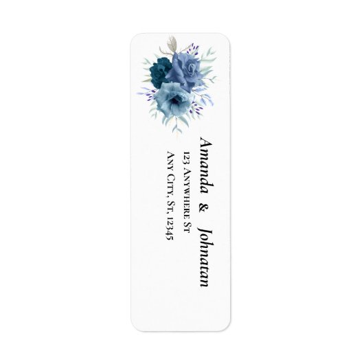 Dusty Blue Floral Wedding Return Address Labels (Vorne)