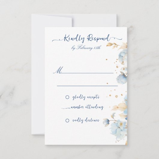 Dusty Blue Floral Wedding RSVP (Vorderseite)