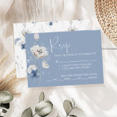 Dusty Blue Floral Wedding RSVP Begleitkarte