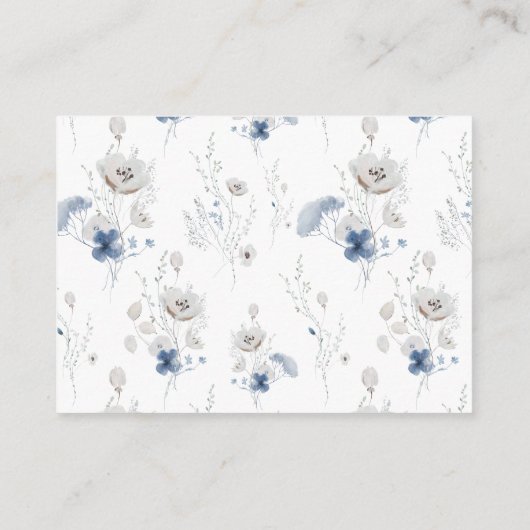 Dusty Blue Floral Wedding RSVP Begleitkarte (Rückseite)