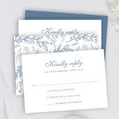 Dusty Blue Floral Wedding RSVP Card Karte