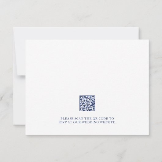 Dusty Blue Floral Wedding RSVP Card mit QR Code (Rückseite)