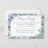 Dusty Blue Floral Wedding RSVP Cards (Vorderseite)