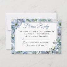 Dusty Blue Floral Wedding RSVP Cards