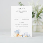 Dusty Blue Floral Wedding RSVP Cards Karte (Stehend Vorderseite)