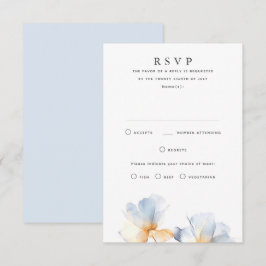 Dusty Blue Floral Wedding RSVP Cards Karte