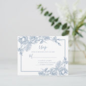 Dusty Blue Floral Wedding RSVP Karte (Stehend Vorderseite)