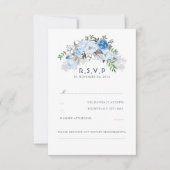 Dusty Blue Floral Wedding RSVP Karte (Vorderseite)