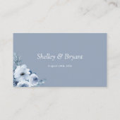 Dusty Blue Floral Wedding RSVP Online QR Code Begleitkarte (Rückseite)