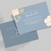 Dusty Blue Floral Wedding RSVP QR Code Karte
