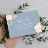 Dusty Blue Floral Wedding RSVP QR Code Karte