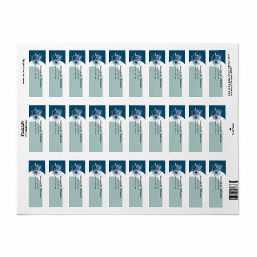 Dusty Blue Floral Wedding Rücksendeadressen-Aufkle (Vorne)