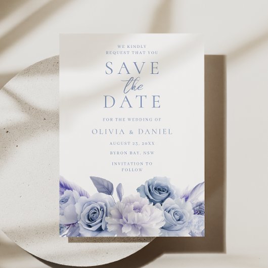Dusty Blue Floral Wedding Save The Date