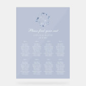 Dusty Blue Floral Wedding Seating Chart Acrylschild (Vorderseite)