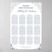 Dusty Blue Floral Wedding Seating Chart Poster (Vorne)