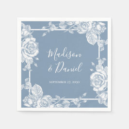 Dusty Blue Floral Wedding Serviette