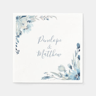 Dusty Blue Floral Wedding Serviette