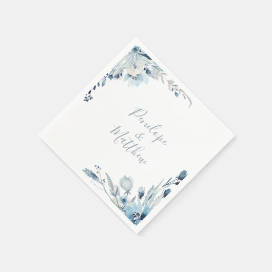 Dusty Blue Floral Wedding Serviette (Ecke)