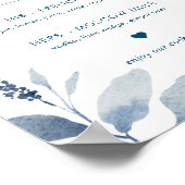 Dusty Blue Floral Wedding Signature Drinks unterze Poster (Ecke)