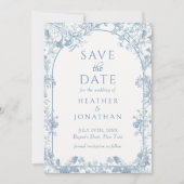 Dusty Blue Floral Wedding speichert die Datumskart Save The Date (Vorderseite)
