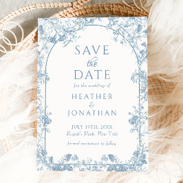 Dusty Blue Floral Wedding speichert die Datumskart Save The Date