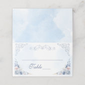 Dusty Blue Floral Wedding Table Number Platzkarte (Außenseite Aufgefaltet)