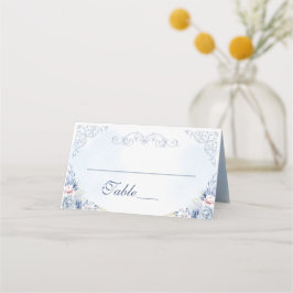Dusty Blue Floral Wedding Table Number Platzkarte