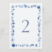Dusty Blue Floral Wedding Table Numbers 1–29 Einladung (Vorderseite)