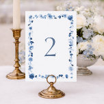 Dusty Blue Floral Wedding Table Numbers 1–29 Einladung<br><div class="desc">This elegant dusty blue floral wedding table number set includes table numbers 1 through 29, designed with a delicate watercolor frame of soft blue flowers. The minimalist layout keeps each number clear and easy to read while the floral border adds a romantic fine-art wedding aesthetic. Perfect for dusty blue, garden,...</div>